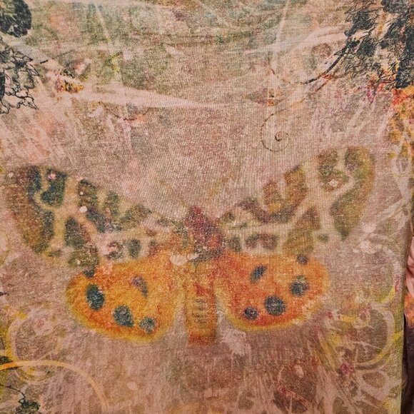 Only 9 Orange Pink Y2k Butterfly Forest Fairy Grunge Romantic Goth Tee Shirt M - Picture 7 of 12